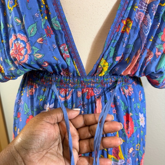 Spell Lovebird Half Moon Gown Deep Sky Blue Maxi Dress Size M Boho Festival - Picture 13 of 15